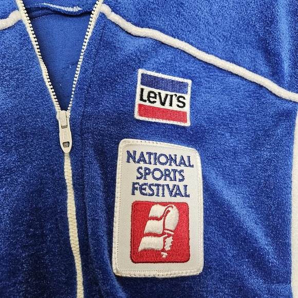 Levi's 1980's Vintage National Sports Festival Terry Track Jacket Blue Medium - Picture 6 of 8